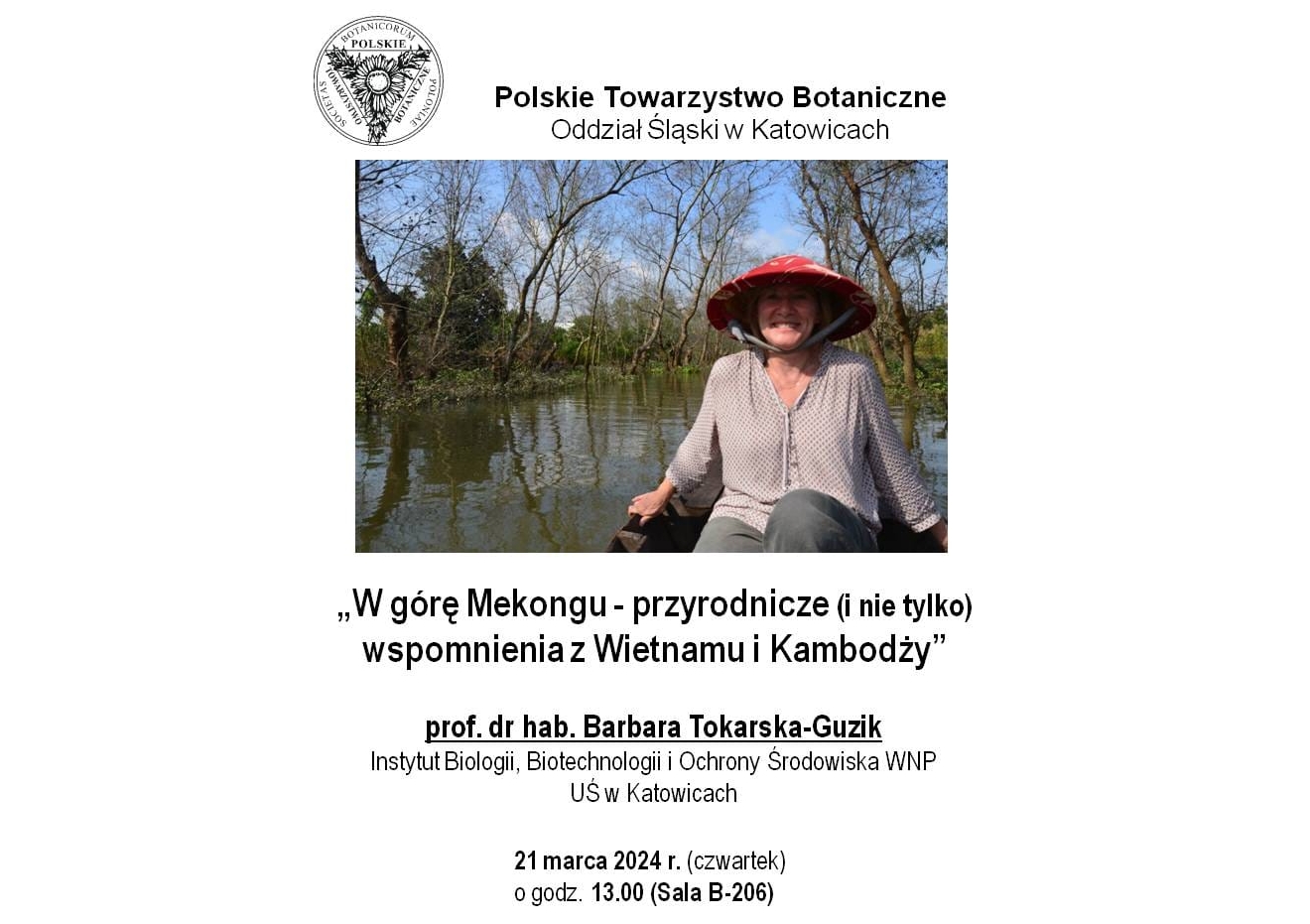 Spotkanie naukowe Oddziału Śląskiego PTB, 21 marca 2024 r. (czwartek), godz. 13.00, Instytut Biologii, Biotechnologii i Ochrony Środowiska WNP UŚ w Katowicach (stacjonarnie i online)